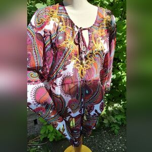 Laundry By Shelli Sega Small LA Swim Coverup Multicolor Gold Accents‎